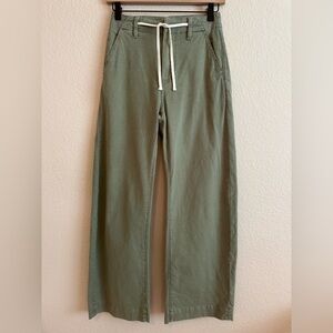 PAIGE Arellia Pants Drawstring High Waist Ankle Barrel Leg Womens 23 Army Green